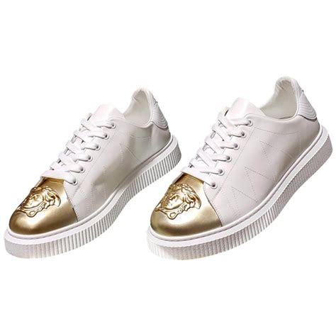 gold versace shoes white|gold versace sneakers.